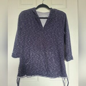 Soft‎ Surroundings XS V Neck Hoodie Ruched Sides & Pocket Coastal Mature Travel